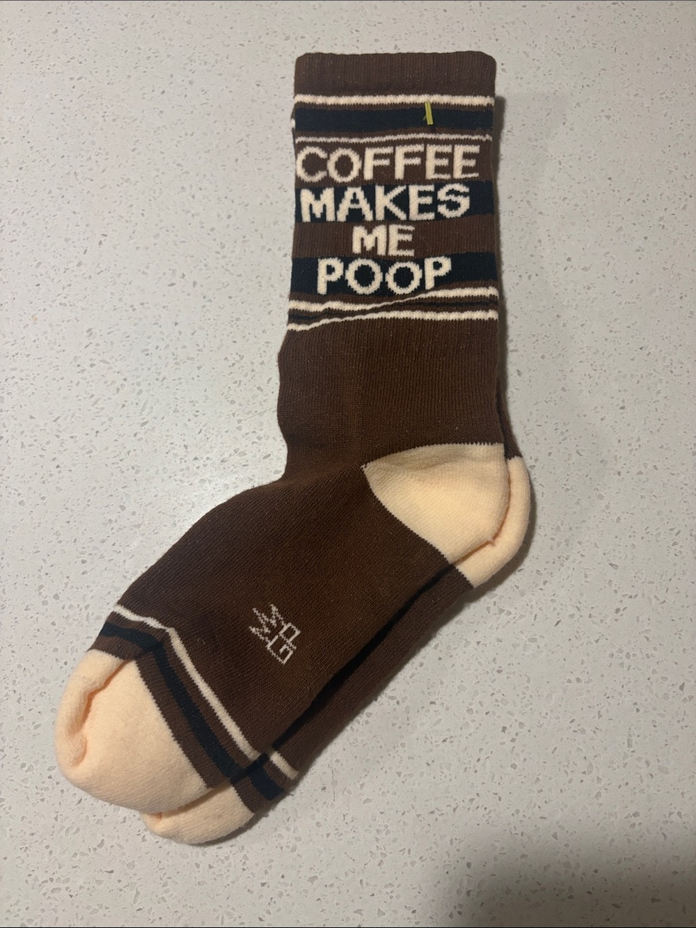 Gumball Poodle Coffee Makes Me Poop Novelty Brown Crew Socks - Unbranded